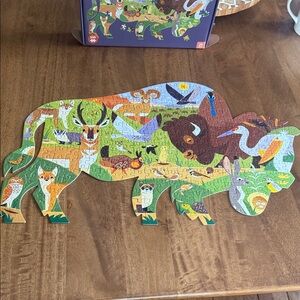 Mudpuppy The Great Plains-Buffalo shaped Wooden Jigsaw Puzzle - Multicolor